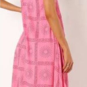 Petal & Pup Pink Sunburst Midi Dress